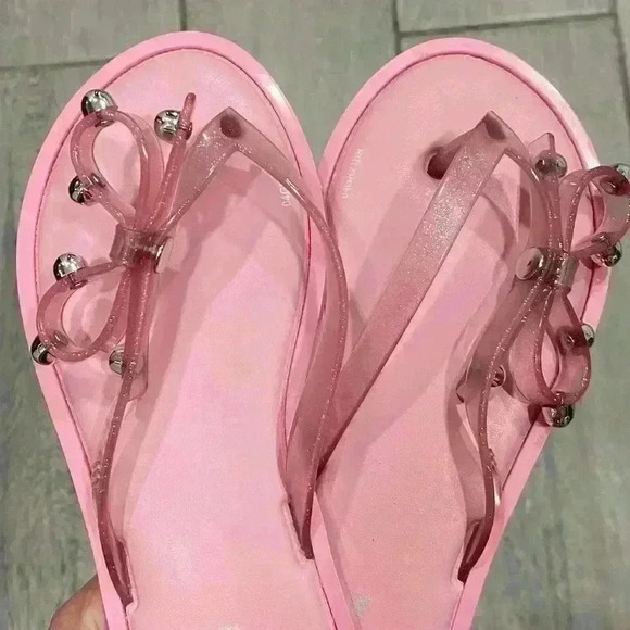 Mini Melissa Pink Bow Flip Flops size 3 - Picture 2 of 5